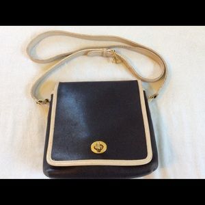 Coach navy and cream leather handbag